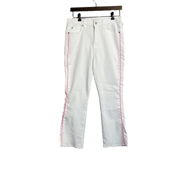 Seven for all mankind kick flare high waist white pink stripe 29 - Picture 4 of 13